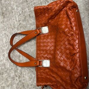 Michael Kors Orange Woven Leather Tote Bag